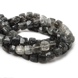 7x7mm Black Tourmalinated Quartz Beads Faceted Cube 8 inch 27 pieces (ONLINE ORDER ONLY)