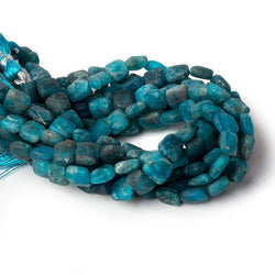 Matte Neon Blue Apatite straight drilled plain squares 7.5 inch 25 beads (ONLINE ORDER ONLY)