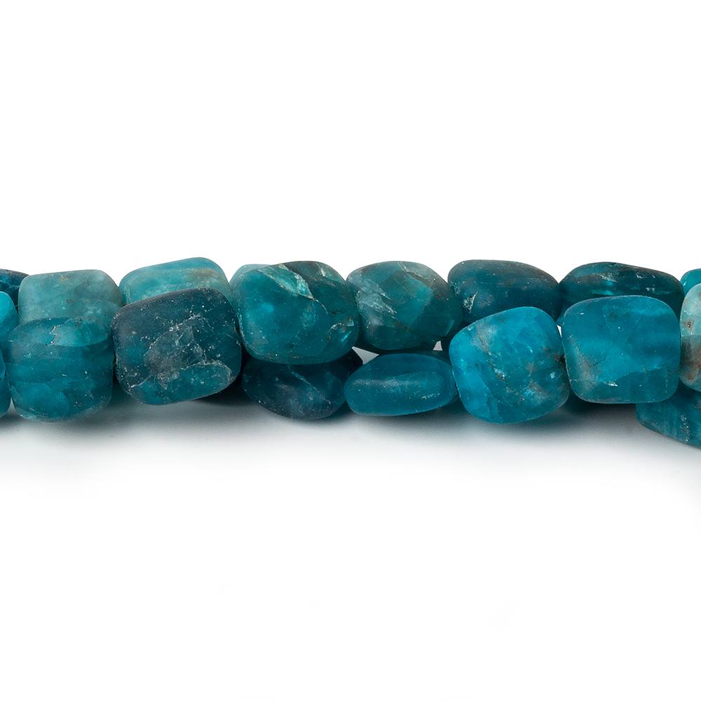 Matte Neon Blue Apatite straight drilled plain squares 7.5 inch 25 beads (ONLINE ORDER ONLY)