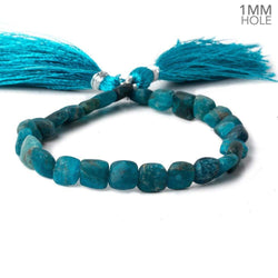 Matte Neon Blue Apatite straight drilled plain squares 7.5 inch 25 beads (ONLINE ORDER ONLY)