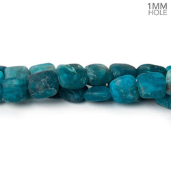 Matte Neon Blue Apatite straight drilled plain squares 7.5 inch 25 beads (ONLINE ORDER ONLY)