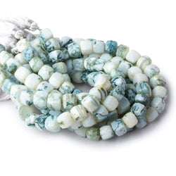 8x8 mm Moss Agate faceted cubes 8 inch 26 beads AA (ONLINE ORDER ONLY)