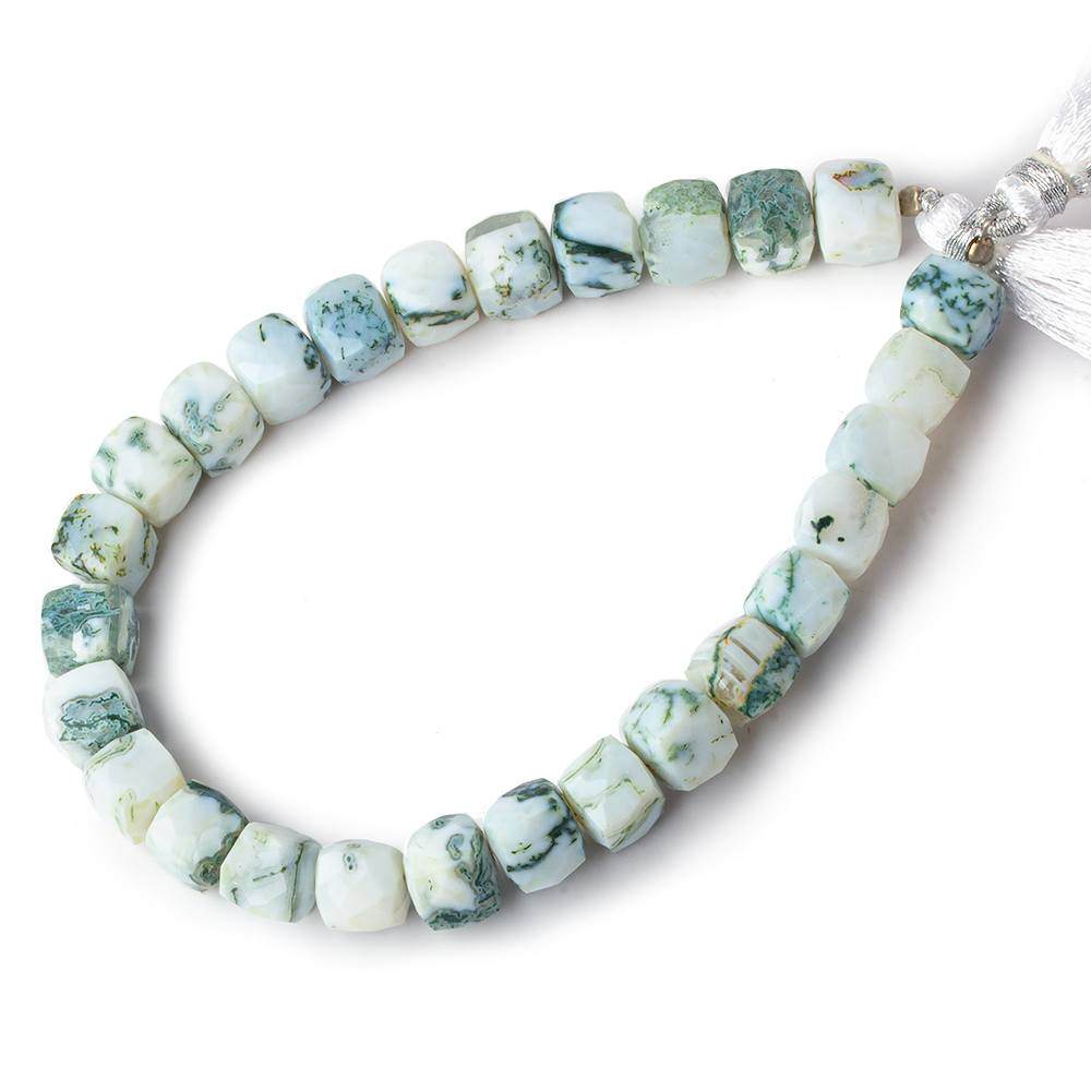 8x8 mm Moss Agate faceted cubes 8 inch 26 beads AA (ONLINE ORDER ONLY)