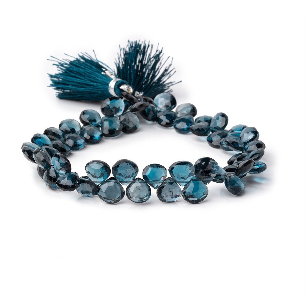 7-8mm London Blue Topaz Faceted Heart Beads 7.5 inch 52 pieces AA (ONLINE ORDER ONLY)