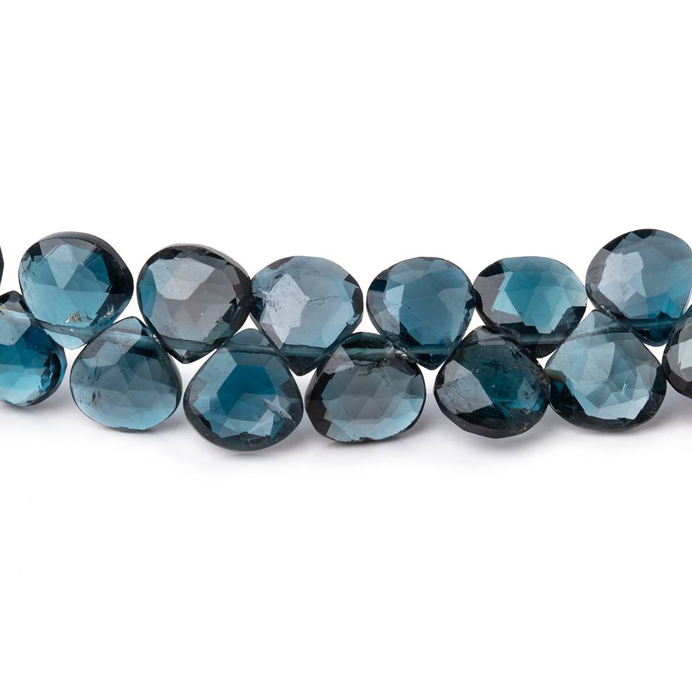 7-8mm London Blue Topaz Faceted Heart Beads 7.5 inch 52 pieces AA (ONLINE ORDER ONLY)