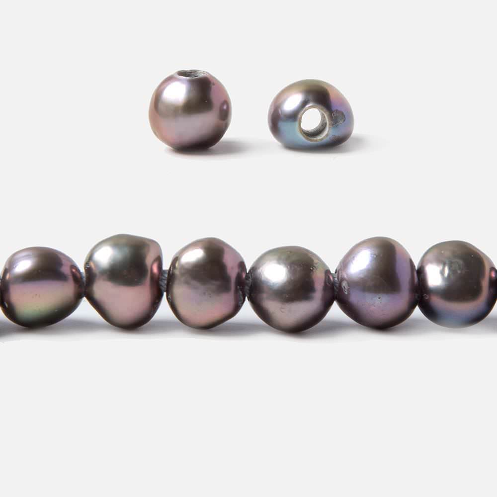 7x8.5-9x9.5mm Pink Peacock Baroque 2.5mm large hole Pearls 15 in. 49 pcs (ONLINE ORDER ONLY)