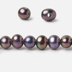7x8mm Peacock Purple Off Round Large Hole pearls 8 inch 30 pieces AA (ONLINE ORDER ONLY)