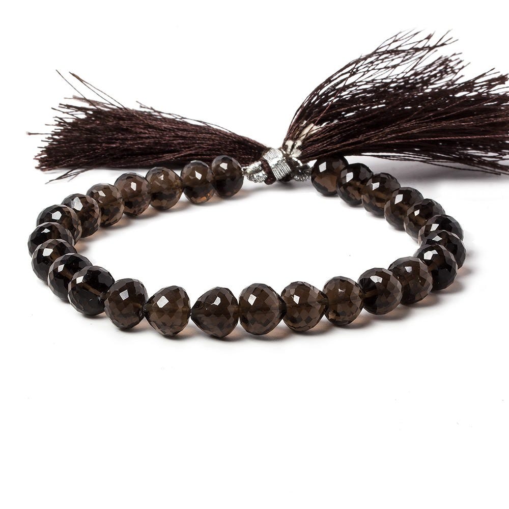 7x8mm Smoky Quartz center drill faceted Candy Kiss 8 inch 26 beads AA (ONLINE ORDER ONLY)