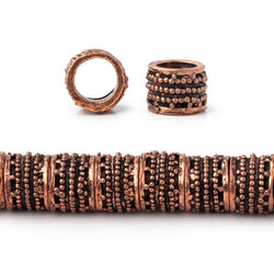 7x9mm Antiqued Copper Miligrain Tubes 8 inch 29 Large Hole Beads (ONLINE ORDER ONLY)