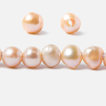 8-10.5mm Dark Salmon Baroque 2.5mm Large Hole Pearls 15 inch 49 pieces (ONLINE ORDER ONLY)