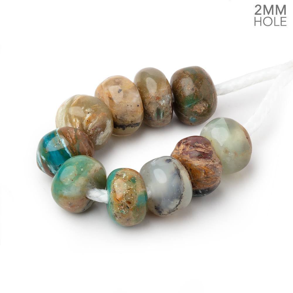 8-10mm Blue Peruvian Opal 2mm Large Hole Plain Rondelle Set of 10 Beads (ONLINE ORDER ONLY)