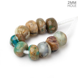 8-10mm Blue Peruvian Opal 2mm Large Hole Plain Rondelle Set of 10 Beads (ONLINE ORDER ONLY)