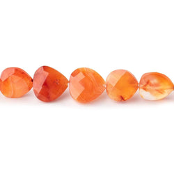 8-10mm Carnelian Straight Drilled Faceted Heart Beads 15 inch 42 pieces (ONLINE ORDER ONLY)