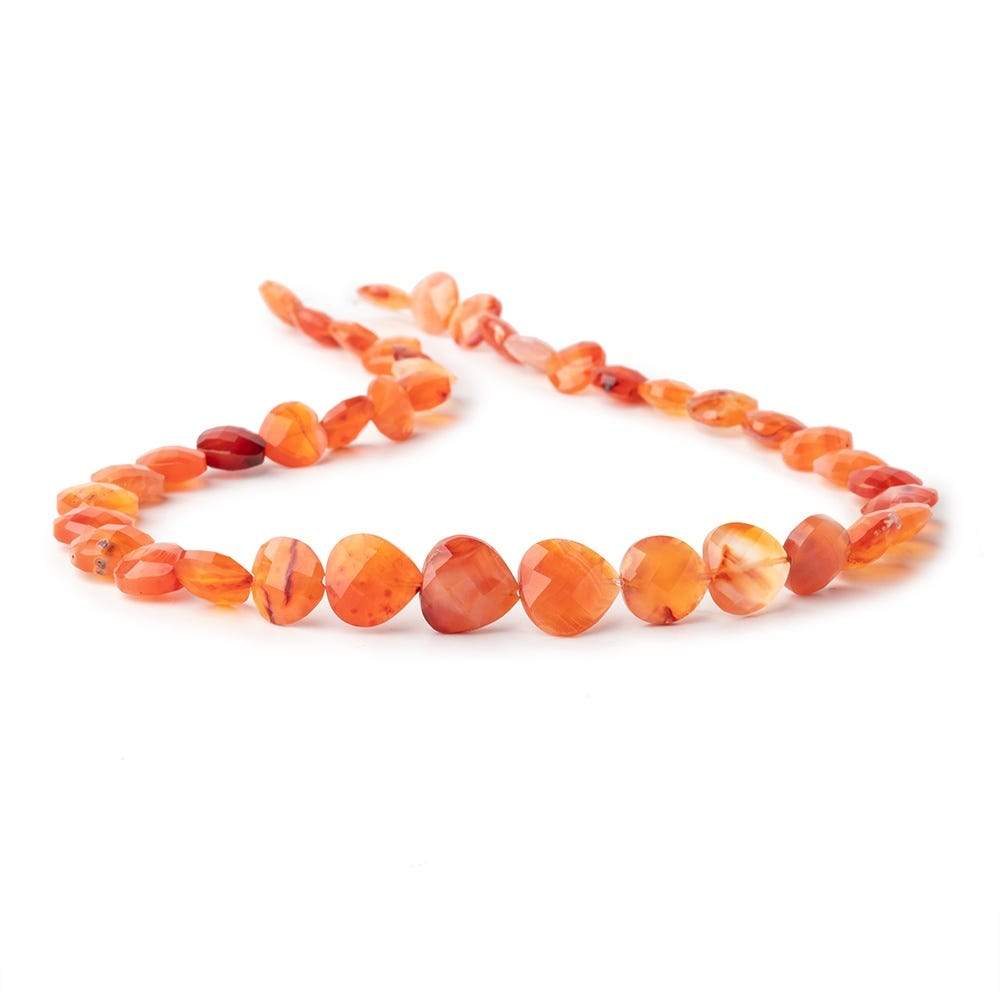 8-10mm Carnelian Straight Drilled Faceted Heart Beads 15 inch 42 pieces (ONLINE ORDER ONLY)