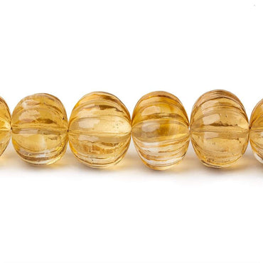 8-10mm Citrine hand carved Melon rondelles 15 inch 61 beads (ONLINE ORDER ONLY)