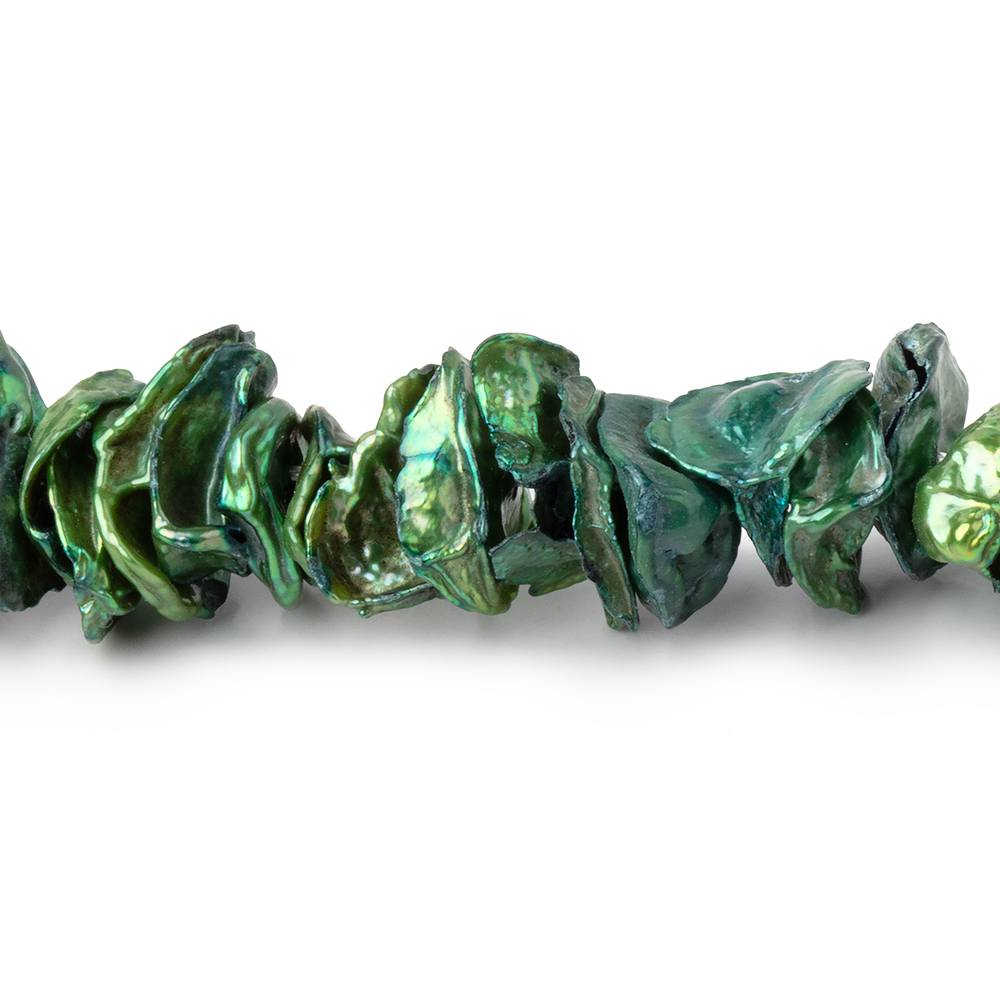8-10mm Forest Green Center Drill Keshi Freshwater Pearl 14.5 inch 172 Beads (ONLINE ORDER ONLY)