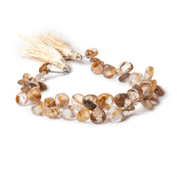 8-10mm Golden Hematoid Quartz Faceted Heart Beads 8 inch 50 pieces (ONLINE ORDER ONLY)