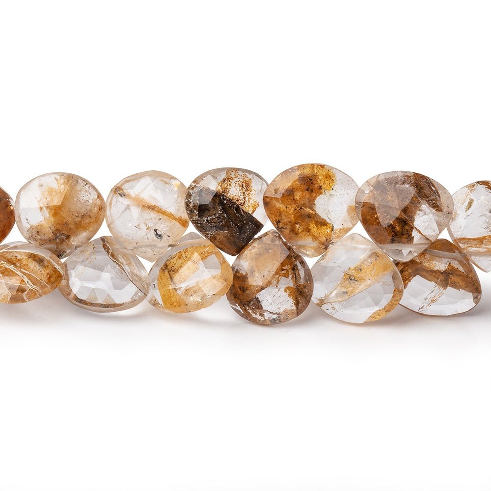 8-10mm Golden Hematoid Quartz Faceted Heart Beads 8 inch 50 pieces (ONLINE ORDER ONLY)