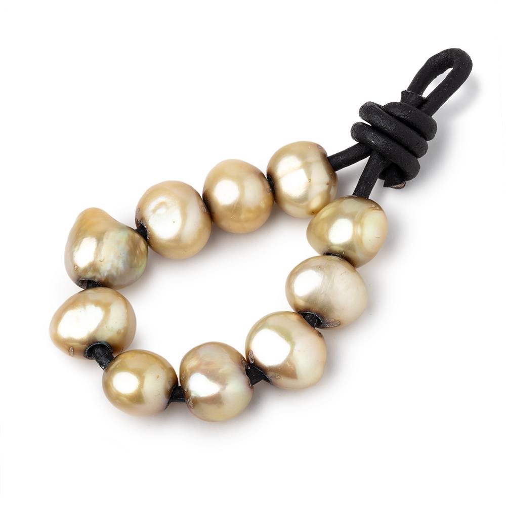 8-10mm Golden Sage Large Hole Baroque Pearls Set of 10 (ONLINE ORDER ONLY)