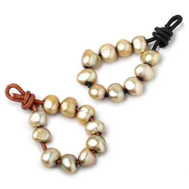 8-10mm Golden Sage Large Hole Baroque Pearls Set of 10 (ONLINE ORDER ONLY)