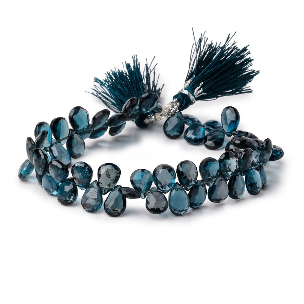 8-10mm London Blue Topaz Faceted Pear Beads 7.5 inch 56 pieces AA (ONLINE ORDER ONLY)