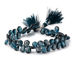 8-10mm London Blue Topaz Faceted Pear Beads 7.5 inch 56 pieces AA (ONLINE ORDER ONLY)