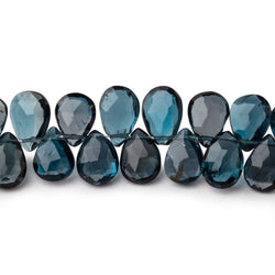 8-10mm London Blue Topaz Faceted Pear Beads 7.5 inch 56 pieces AA (ONLINE ORDER ONLY)