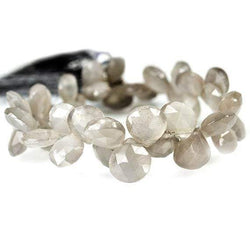 8-10mm Mink Grey Moonstone Faceted Heart Beads 8 inch 49 pieces (ONLINE ORDER ONLY)