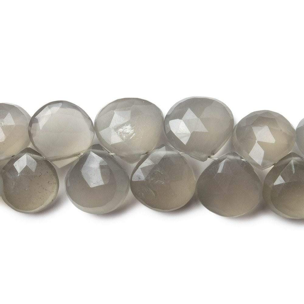 8-10mm Mink Grey Moonstone Faceted Heart Beads 8 inch 49 pieces (ONLINE ORDER ONLY)