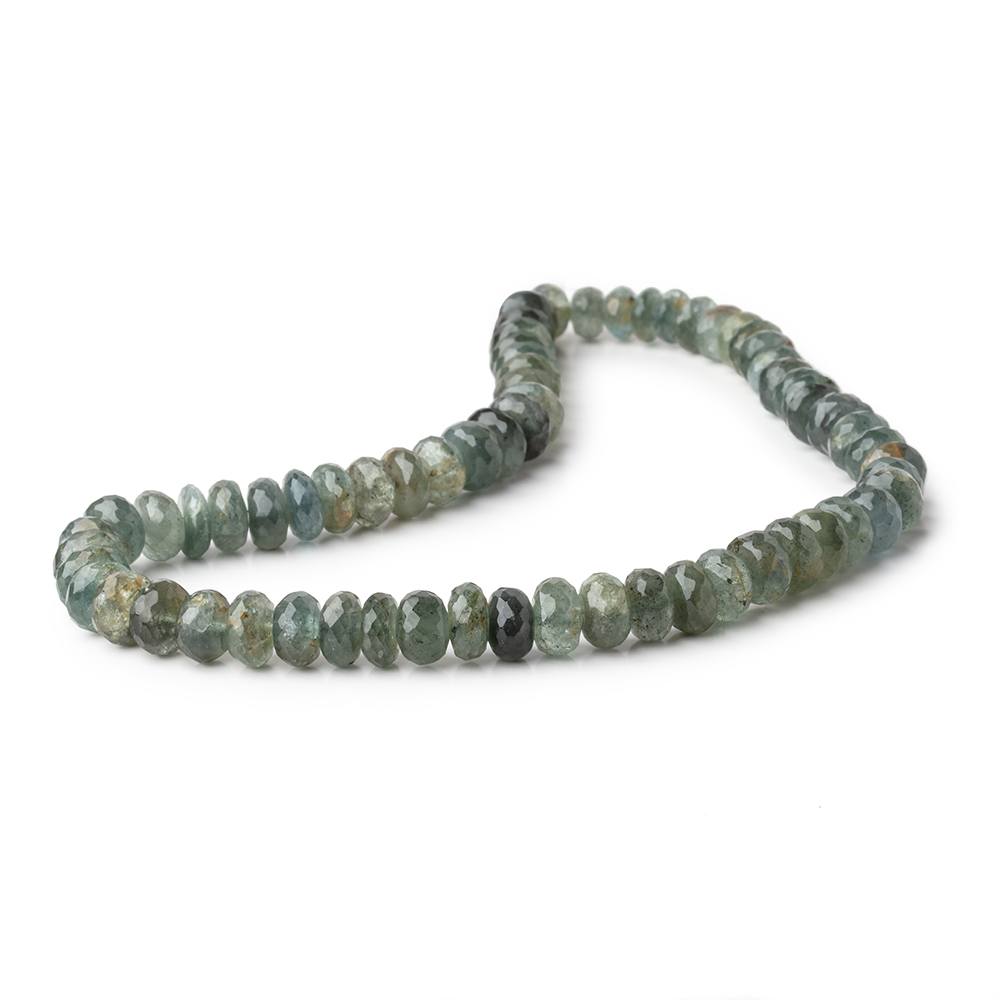 8-10mm Moss Aquamarine Faceted Rondelle Beads 14 inch 66 pieces (ONLINE ORDER ONLY)