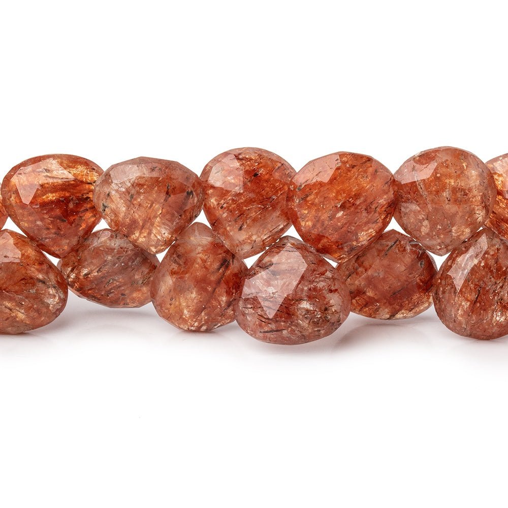 8-10mm Mossy Rutilated Quartz Faceted Heart Beads 8 inch 48 pieces (ONLINE ORDER ONLY)