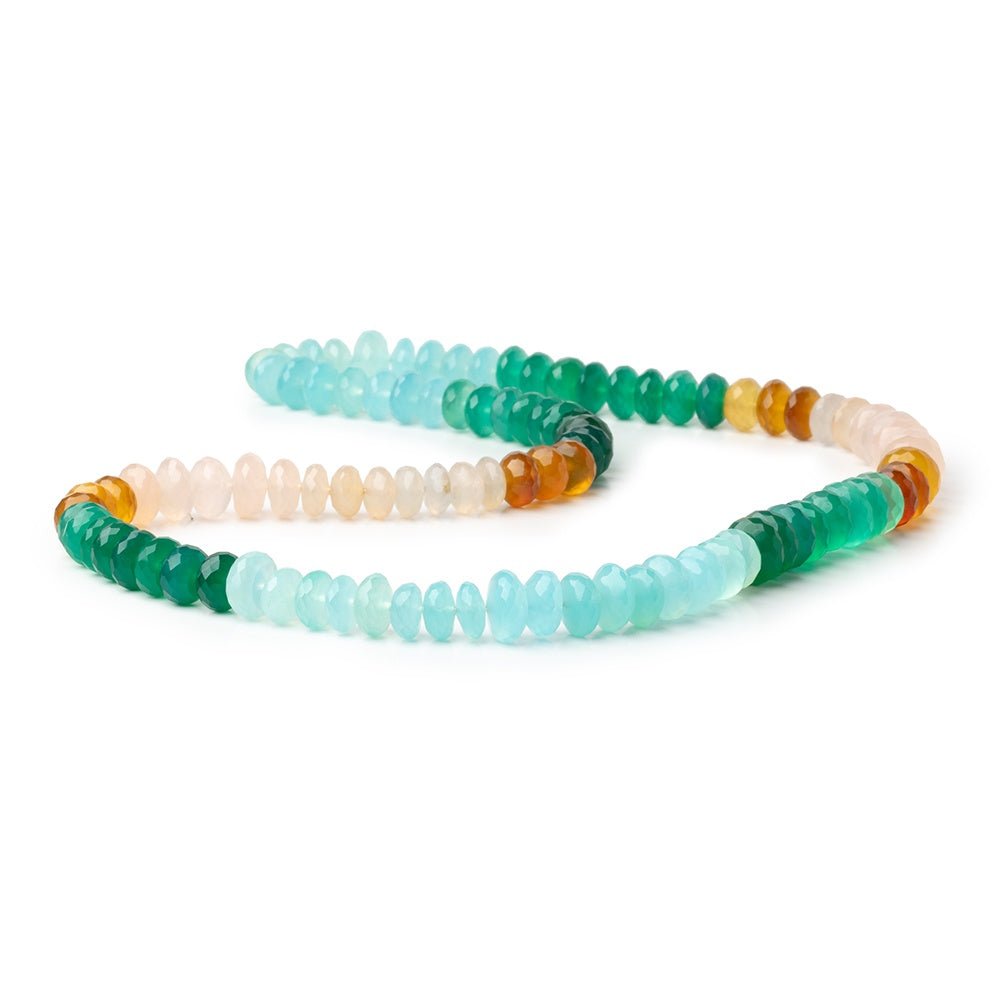 8-10mm Multi Color Chalcedony Faceted Rondelle 20 inch 100 Beads (ONLINE ORDER ONLY)