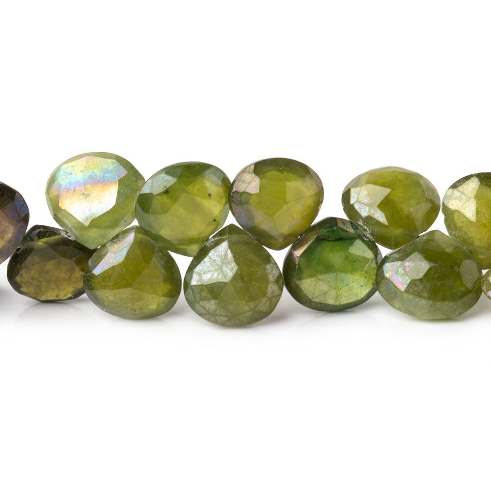 8-10mm Mystic Idocrase Faceted Heart Beads 8 inch 48 pieces (ONLINE ORDER ONLY)