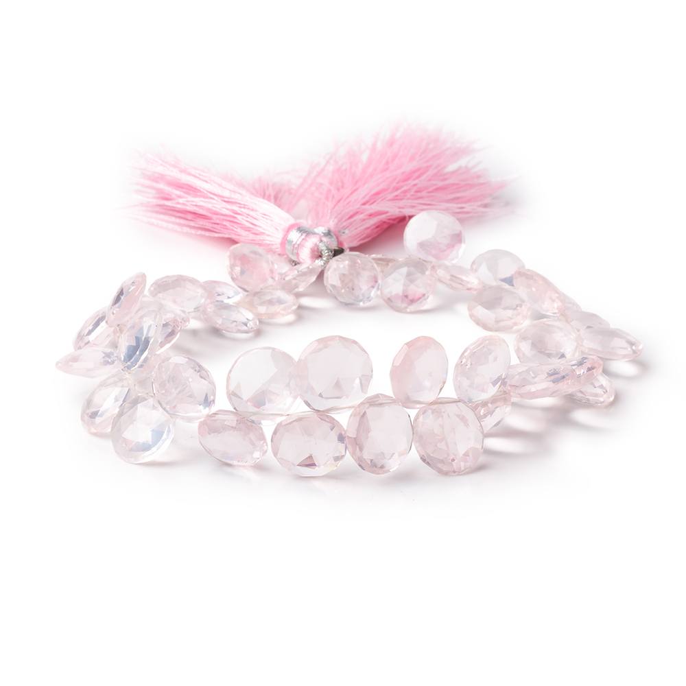 8-10mm Rose Quartz Top Drilled Faceted Coins 8 inch 47 Beads (ONLINE ORDER ONLY)