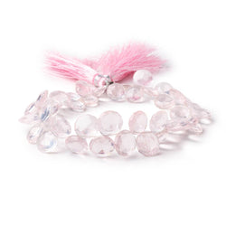 8-10mm Rose Quartz Top Drilled Faceted Coins 8 inch 47 Beads (ONLINE ORDER ONLY)