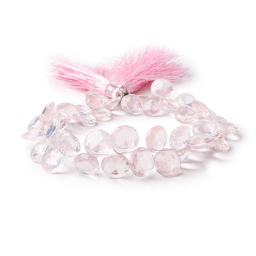 8-10mm Rose Quartz Top Drilled Faceted Coins 8 inch 47 Beads (ONLINE ORDER ONLY)