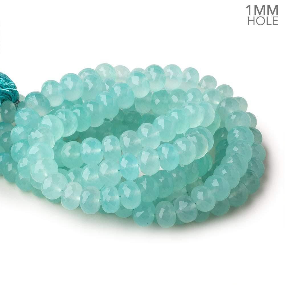 8-10mm Seafoam Blue Chalcedony faceted rondelles 16 inch 60 large hole beads (ONLINE ORDER ONLY)
