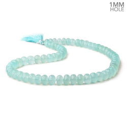 8-10mm Seafoam Blue Chalcedony faceted rondelles 16 inch 60 large hole beads (ONLINE ORDER ONLY)
