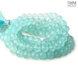 8-10mm Seafoam Blue Chalcedony faceted rounds 16 inch 44 large hole beads (ONLINE ORDER ONLY)