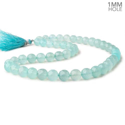 8-10mm Seafoam Blue Chalcedony faceted rounds 16 inch 44 large hole beads (ONLINE ORDER ONLY)