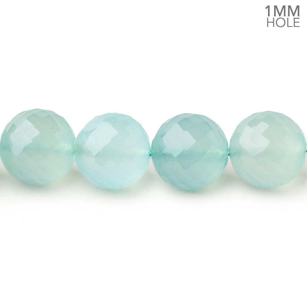 8-10mm Seafoam Blue Chalcedony faceted rounds 16 inch 44 large hole beads (ONLINE ORDER ONLY)