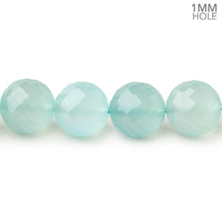 8-10mm Seafoam Blue Chalcedony faceted rounds 16 inch 44 large hole beads (ONLINE ORDER ONLY)