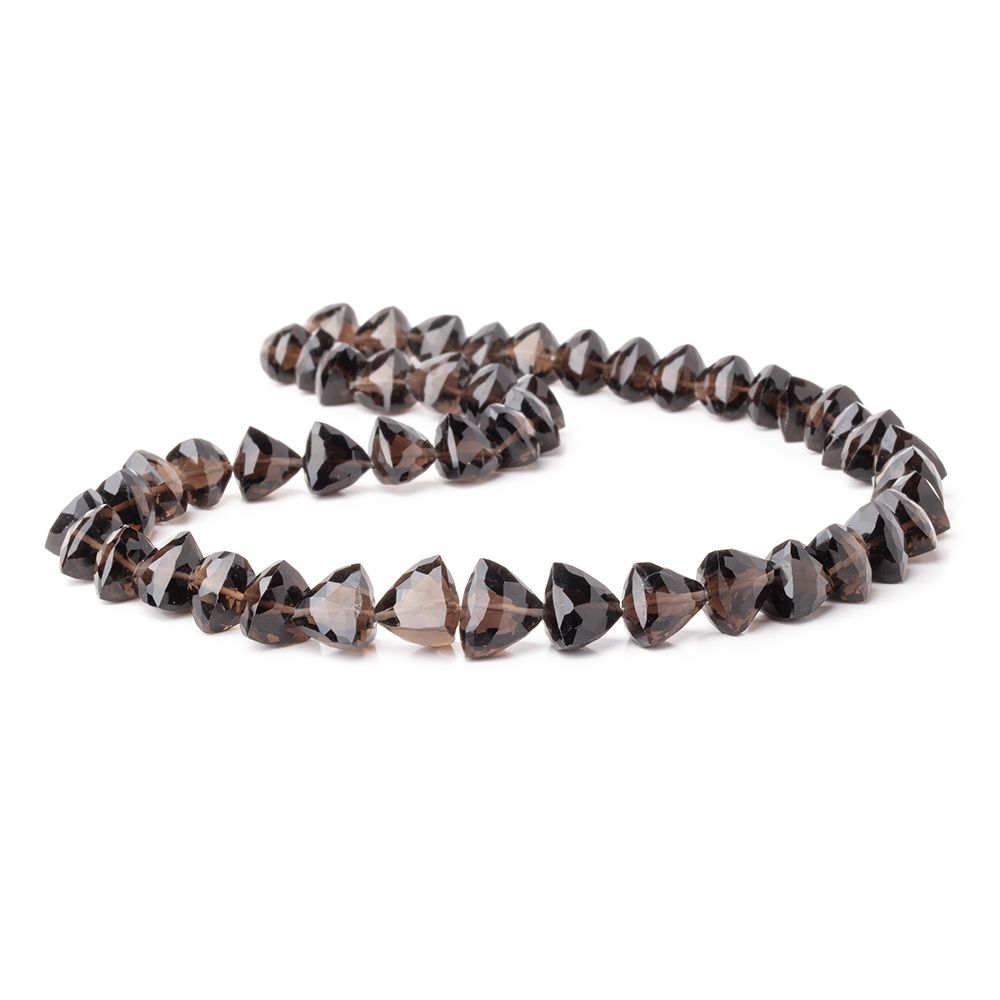 8-10mm Smoky Quartz Faceted Trillion Beads 16.5 inch 48 pieces