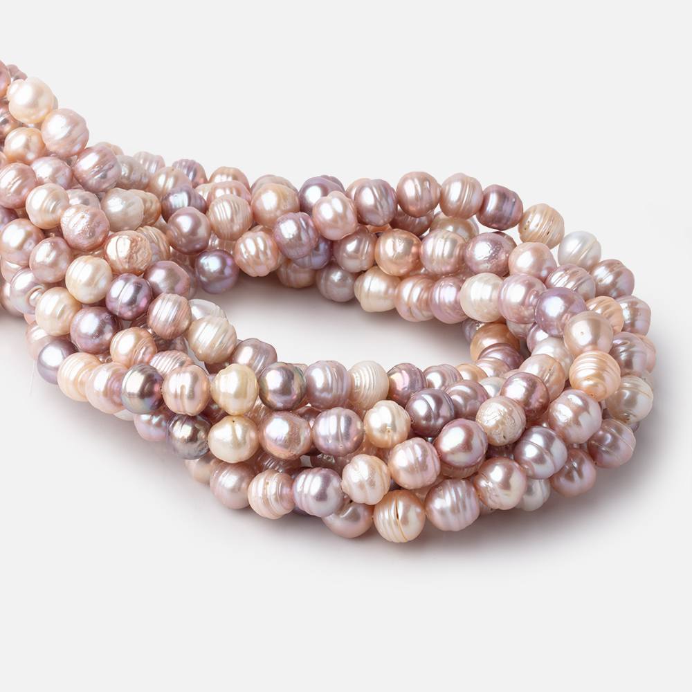 8-10mm Tri Color Ringed Baroque Freshwater Pearls 15.5 inch 40 Beads (ONLINE ORDER ONLY)