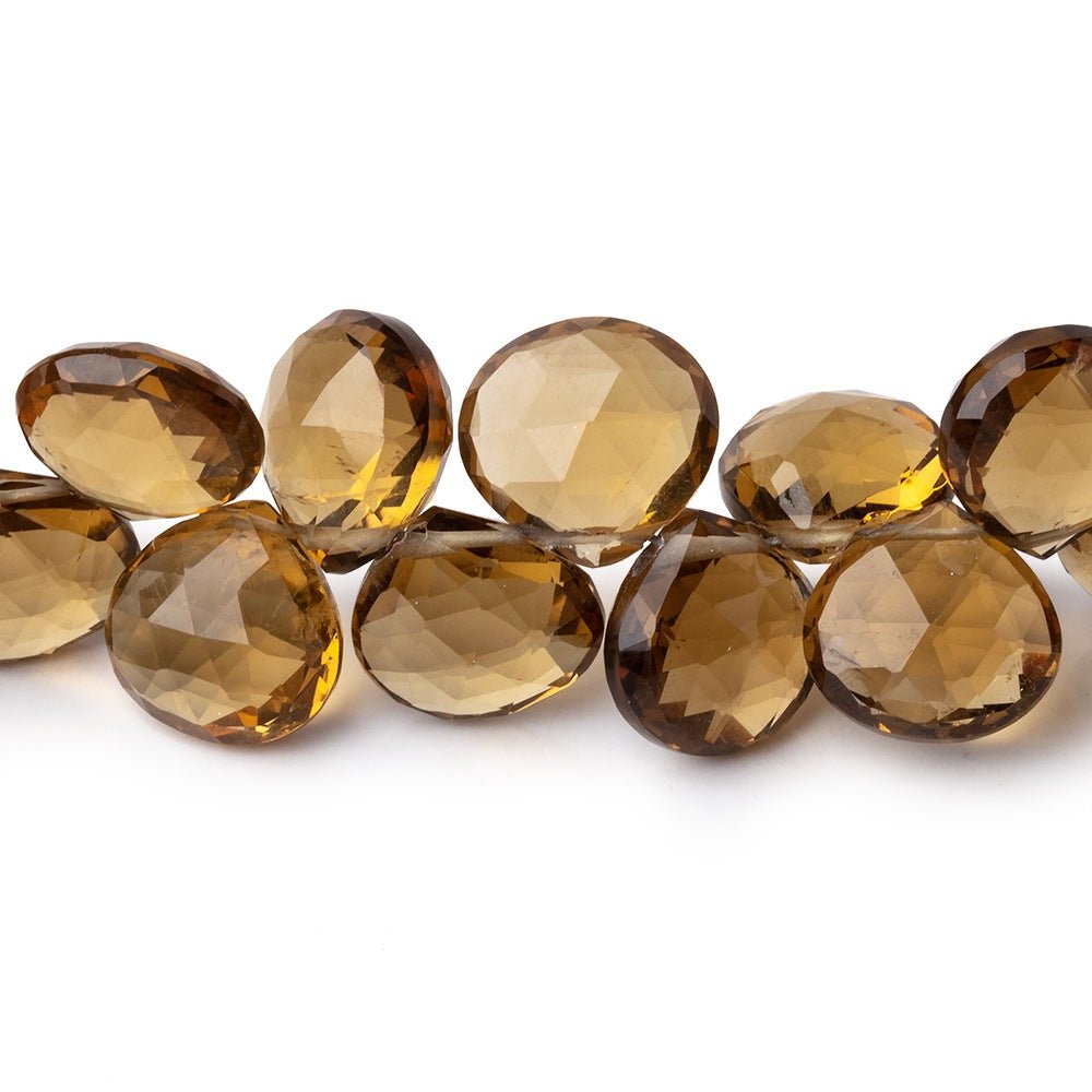 11-14mm Whiskey Quartz Faceted Heart Beads 7.5 inch 35 pieces (ONLINE ORDER ONLY)