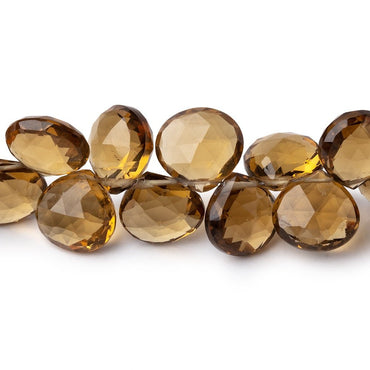 11-14mm Whiskey Quartz Faceted Heart Beads 7.5 inch 35 pieces (ONLINE ORDER ONLY)