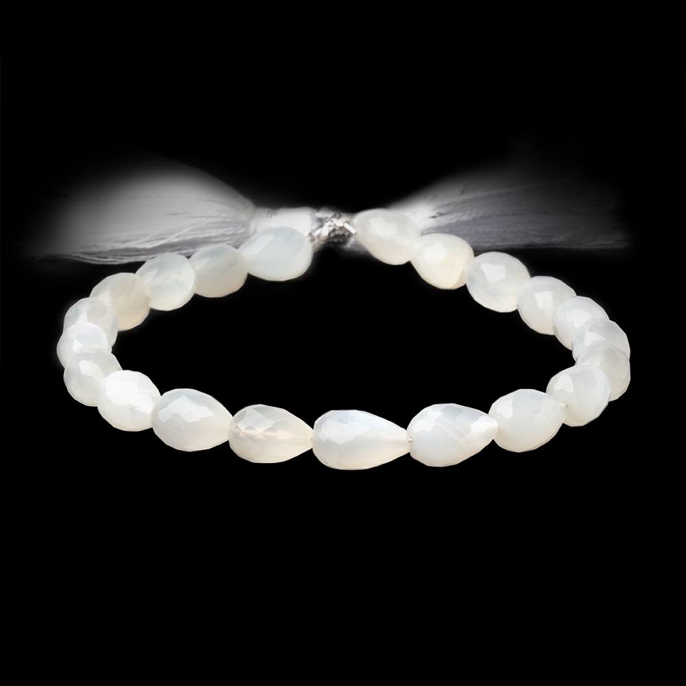 8-10mm White Moonstone Straight Drill Tear Drop 7.25 in 19 Beads (ONLINE ORDER ONLY)