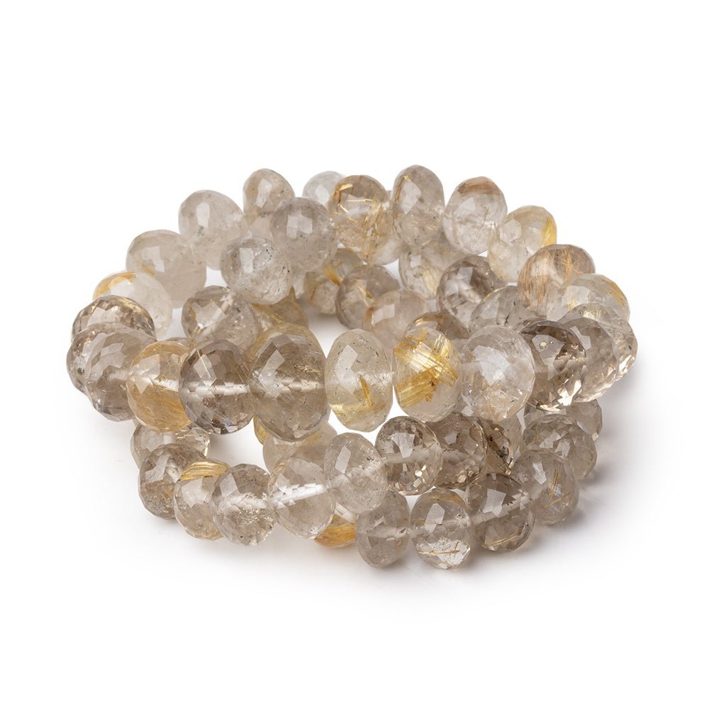 8-11.5mm Rutilated Quartz Faceted Rondelle Beads 16 inch 65 pieces AA (ONLINE ORDER ONLY)