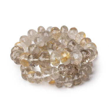 8-11.5mm Rutilated Quartz Faceted Rondelle Beads 16 inch 65 pieces AA (ONLINE ORDER ONLY)