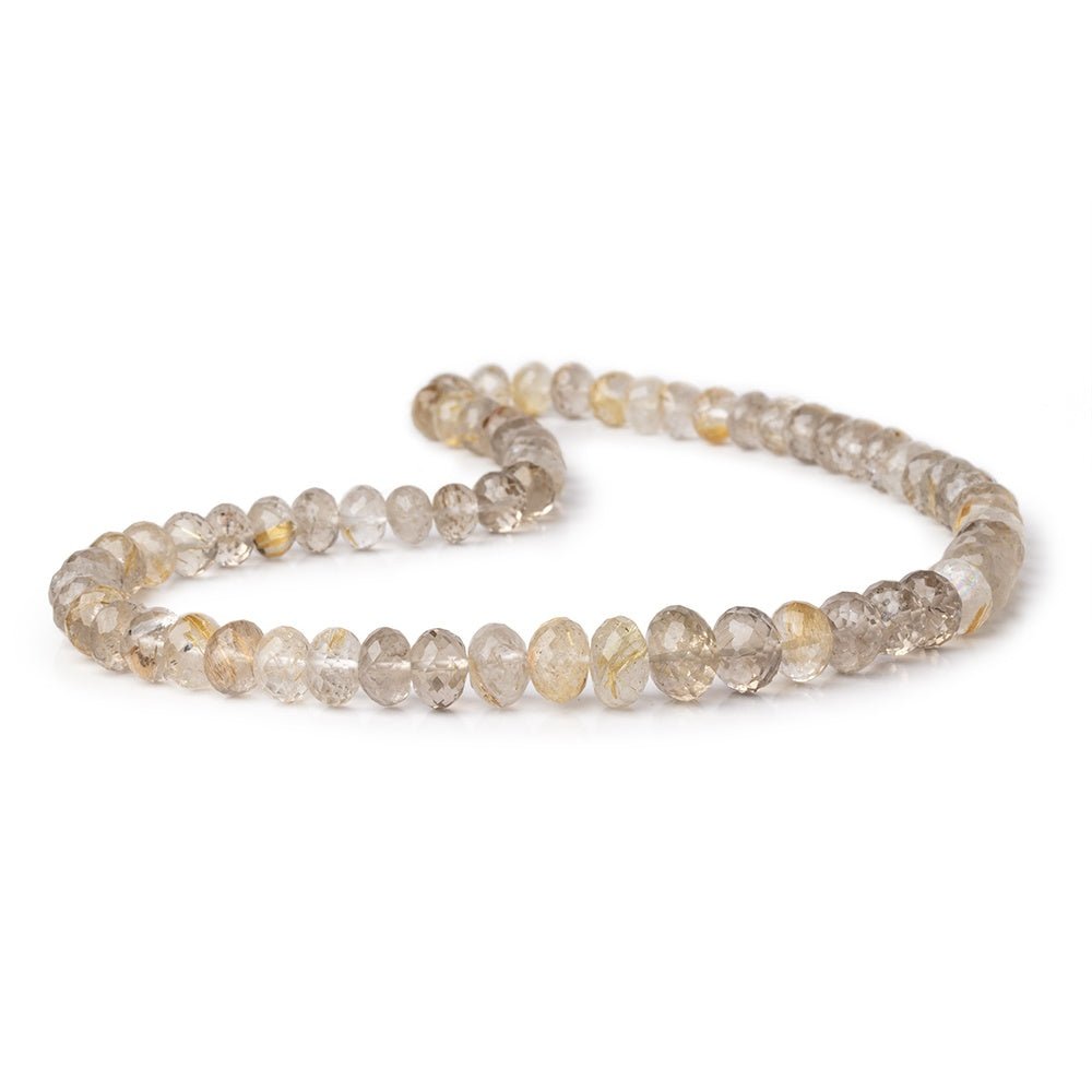 8-11.5mm Rutilated Quartz Faceted Rondelle Beads 16 inch 65 pieces AA (ONLINE ORDER ONLY)